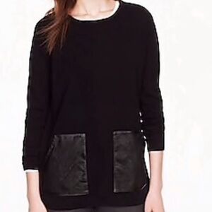 J. Crew Wool Blend Sweater with Faux Leather Pockets